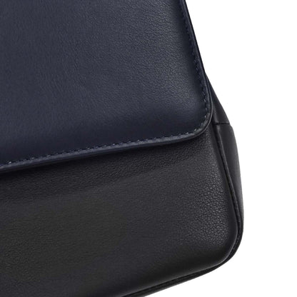 Chanel 2017 Navy Black Calfskin Medium Classic Double Flap Shoulder Bag