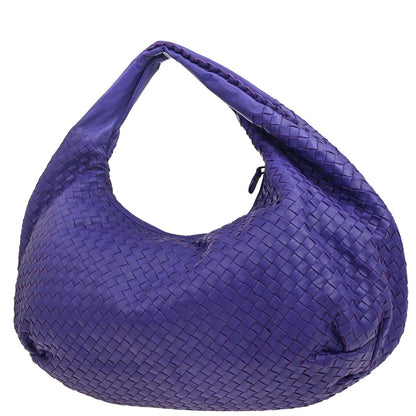 Bottega Veneta Purple Lambskin Intrecciato Hobo Handbag