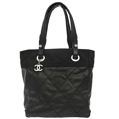 Chanel 2006-2008 Black Canvas Paris-Biarritz Tote PM Handbag