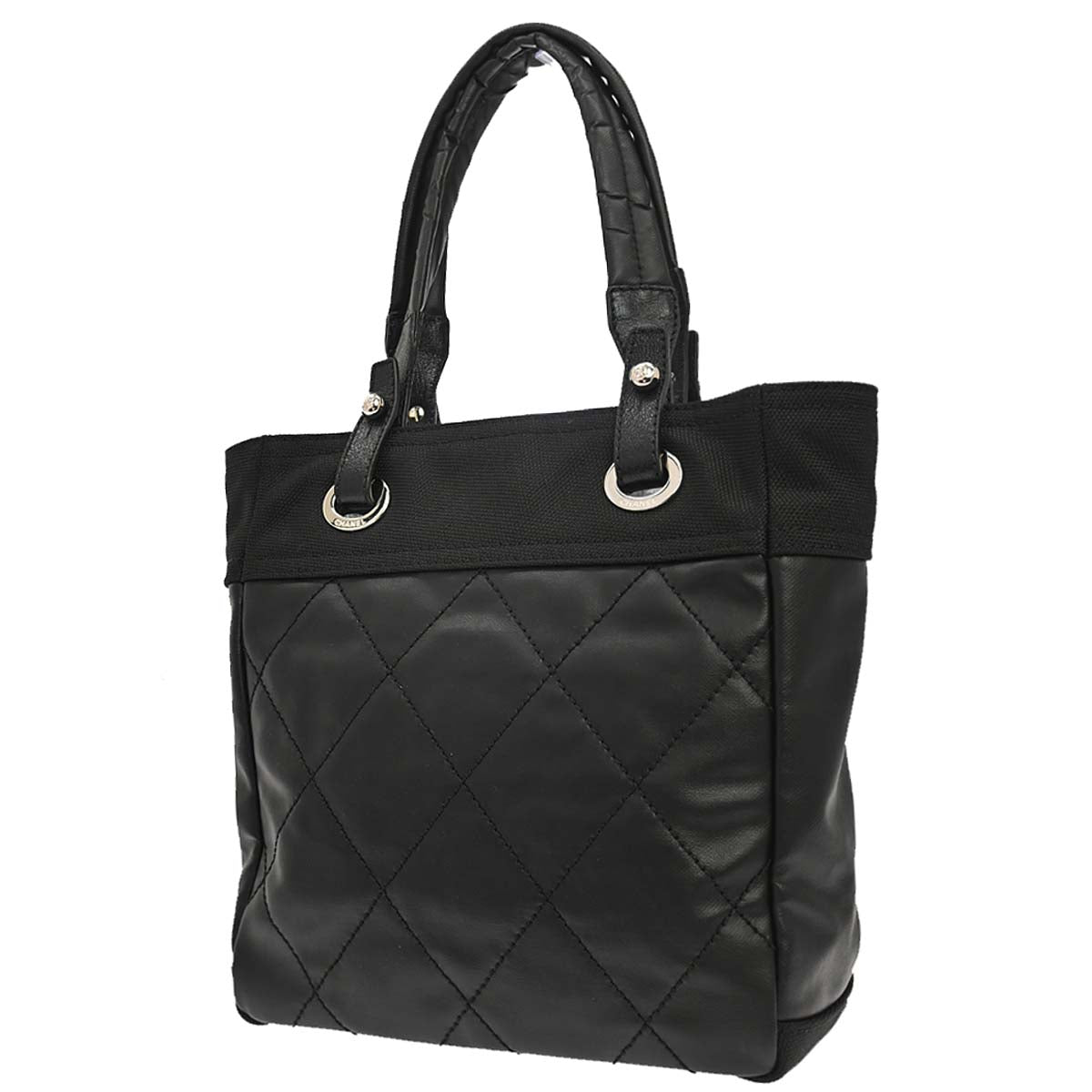 Chanel 2006-2008 Black Canvas Paris-Biarritz Tote PM Handbag