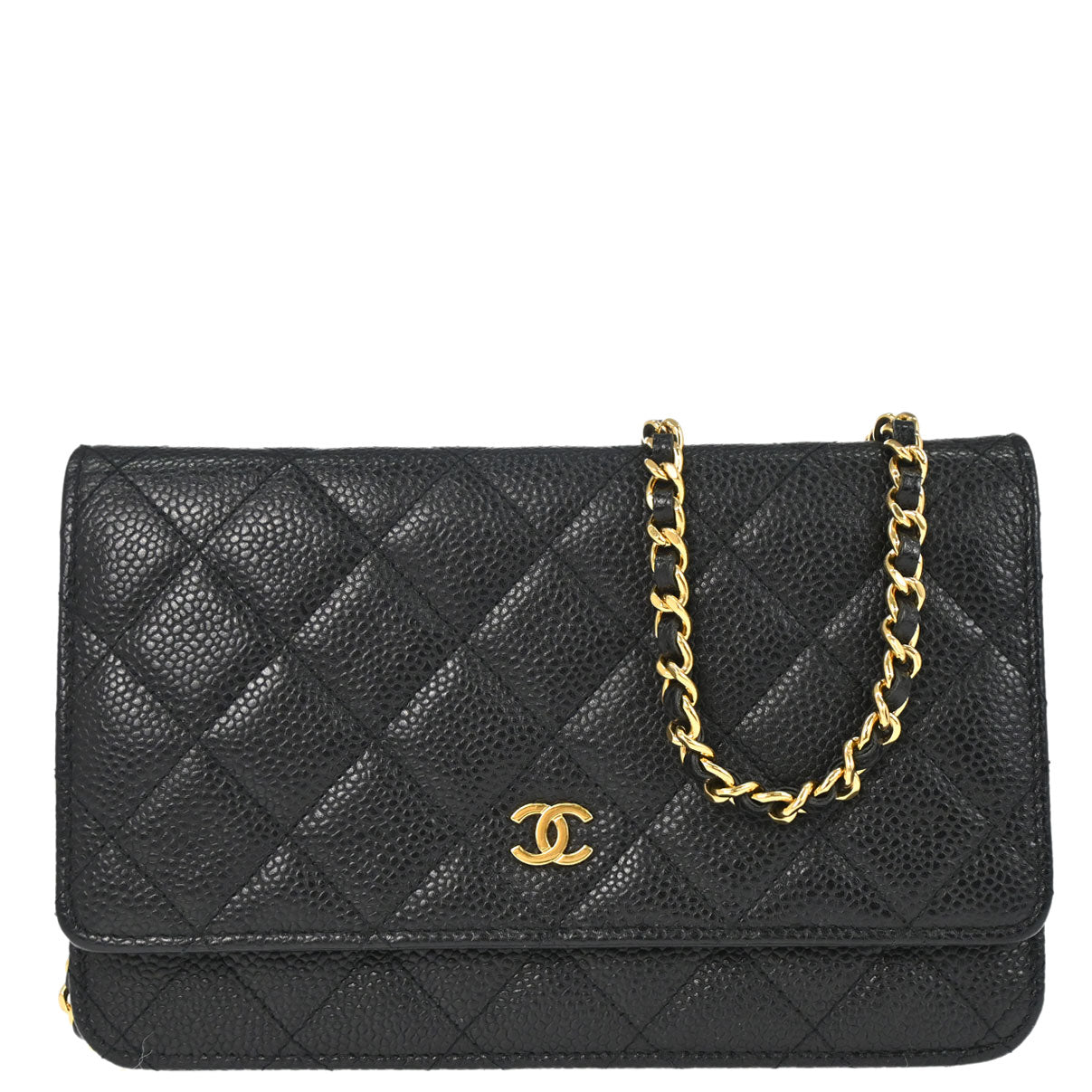 Chanel 2019 Black Caviar Skin Classic WOC Wallet on Chain Bag