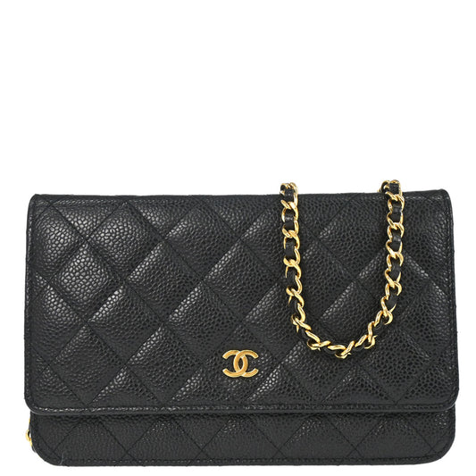 Chanel 2019 Black Caviar Skin Classic WOC Wallet on Chain Bag