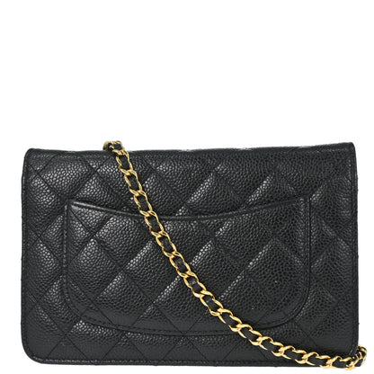 Chanel 2019 Black Caviar Skin Classic WOC Wallet on Chain Bag
