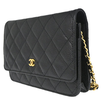 Chanel 2019 Black Caviar Skin Classic WOC Wallet on Chain Bag