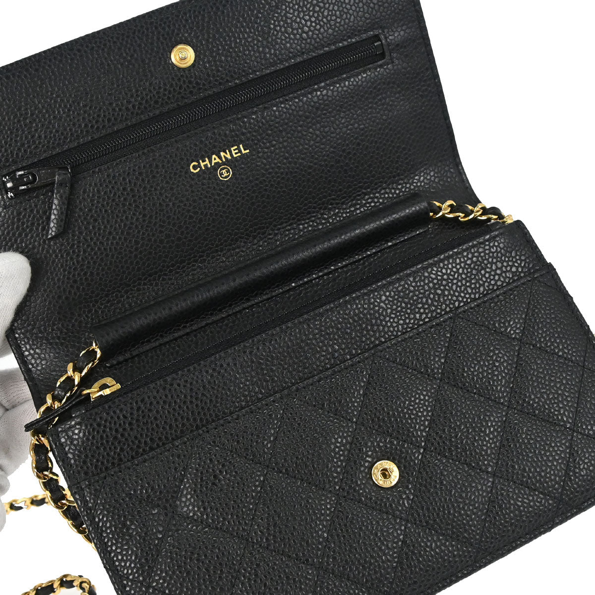 Chanel 2019 Black Caviar Skin Classic WOC Wallet on Chain Bag