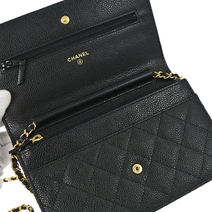 Chanel 2019 Black Caviar Skin Classic WOC Wallet on Chain Bag