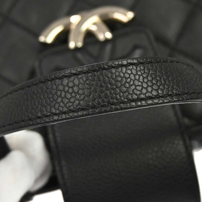 Chanel 2017 Black Caviar Skin CC Box Shopping Tote 2way Shoulder Handbag