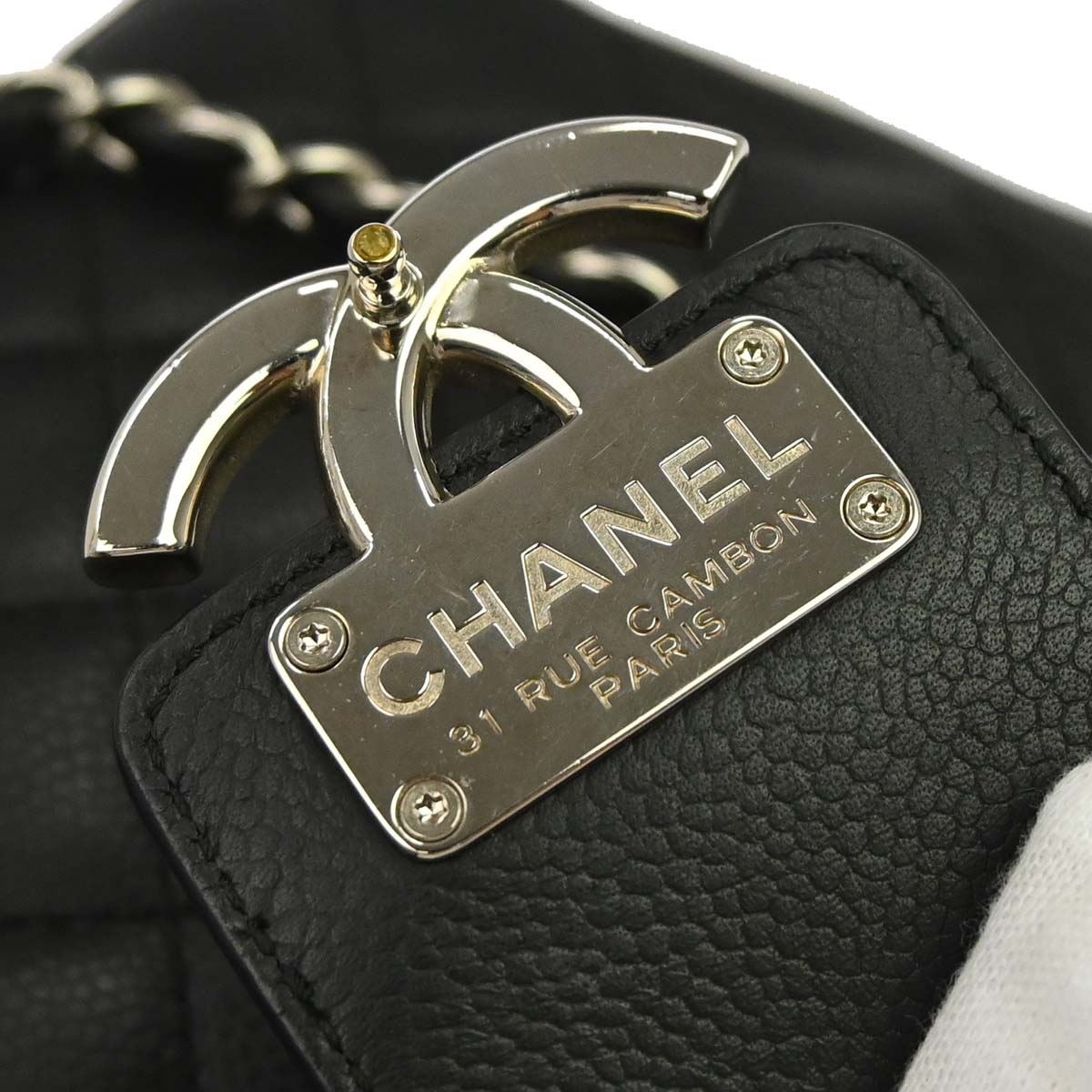 Chanel 2017 Black Caviar Skin CC Box Shopping Tote 2way Shoulder Handbag