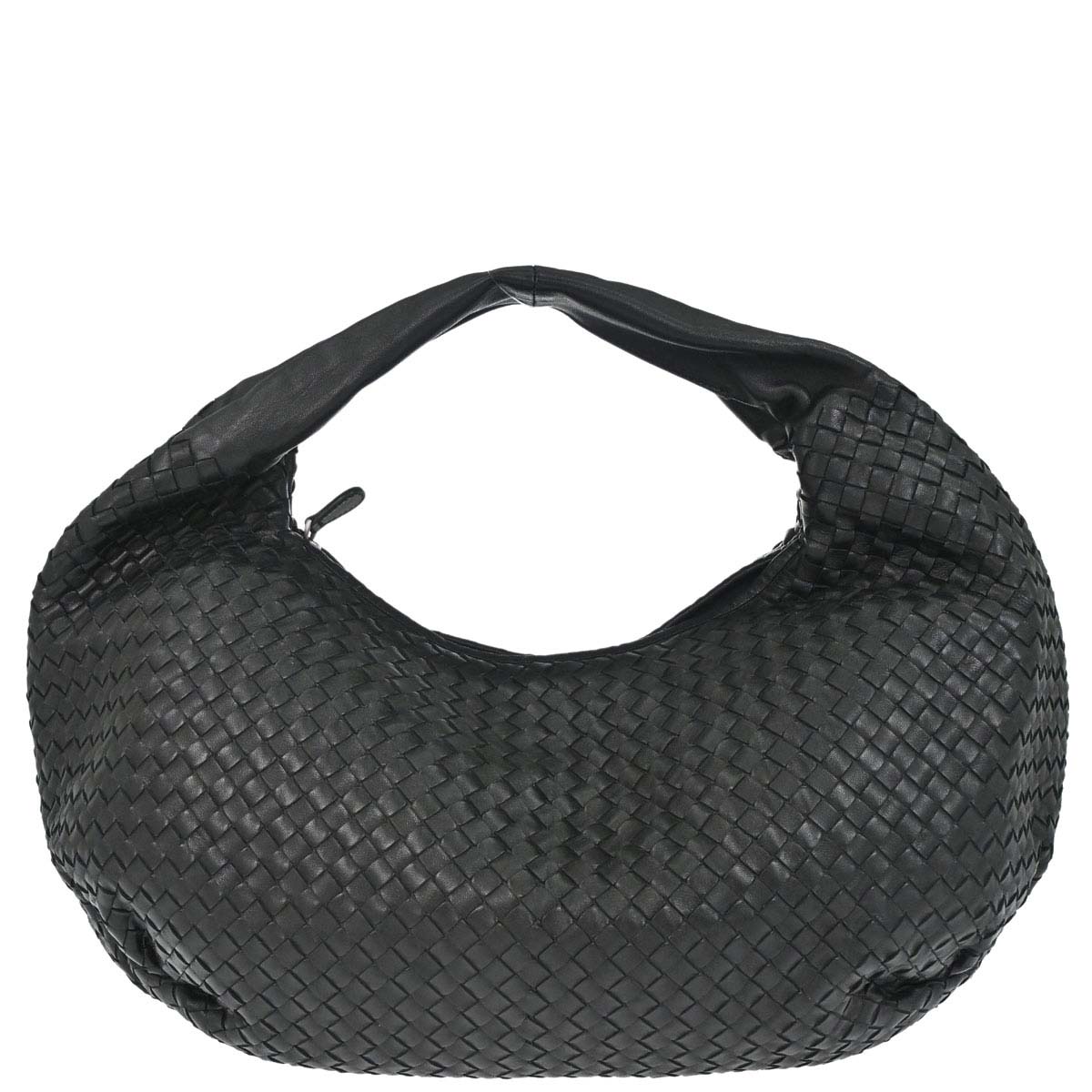 Bottega Veneta Black Lambskin Intrecciato Hobo Handbag