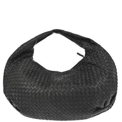 Bottega Veneta Black Lambskin Intrecciato Hobo Handbag