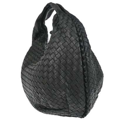 Bottega Veneta Black Lambskin Intrecciato Hobo Handbag