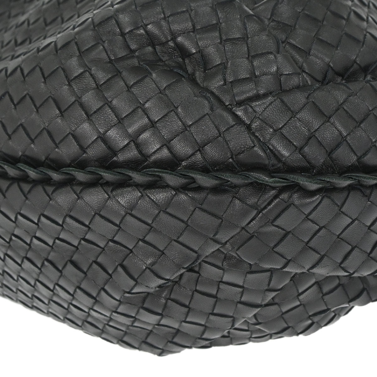Bottega Veneta Black Lambskin Intrecciato Hobo Handbag