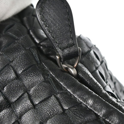 Bottega Veneta Black Lambskin Intrecciato Hobo Handbag