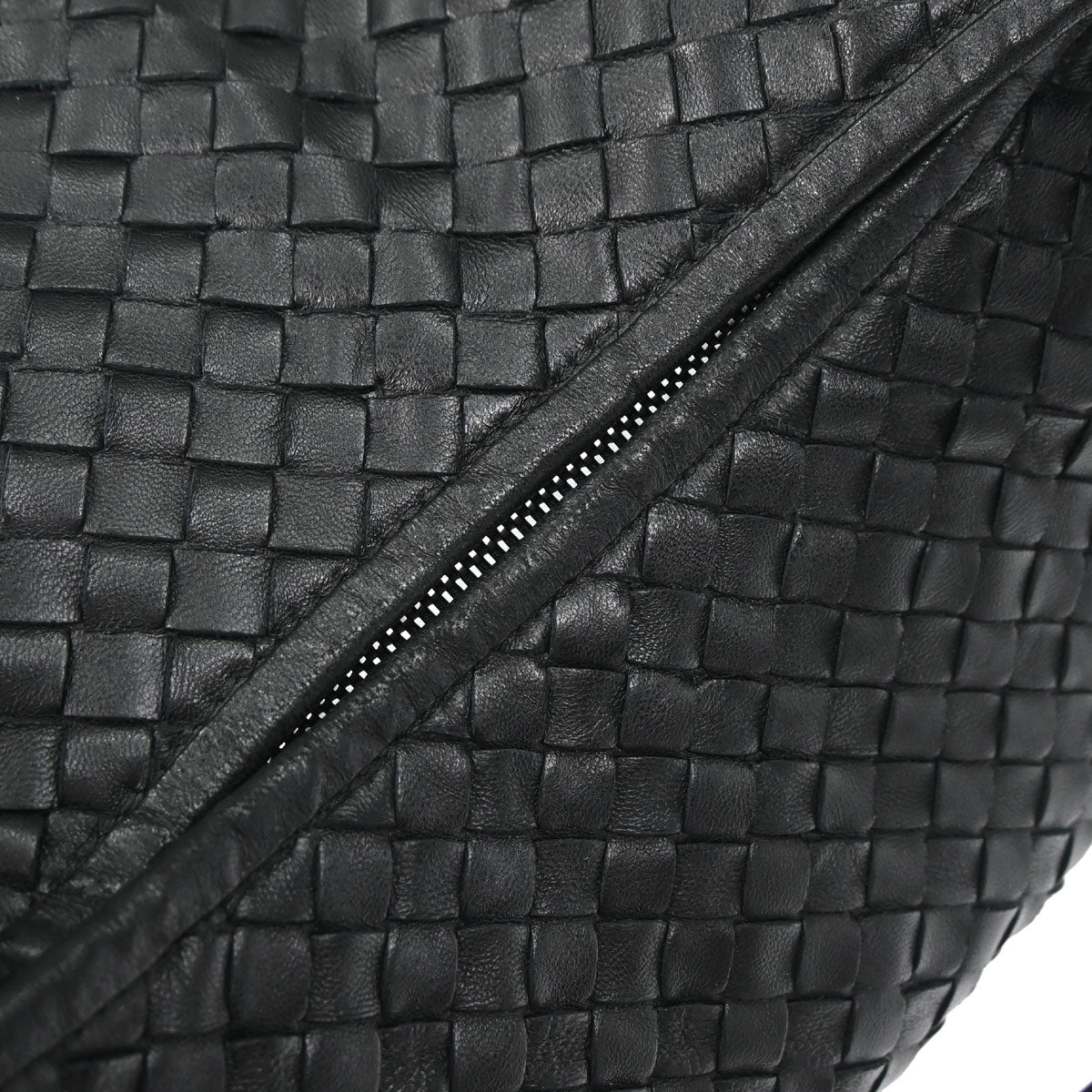 Bottega Veneta Black Lambskin Intrecciato Hobo Handbag