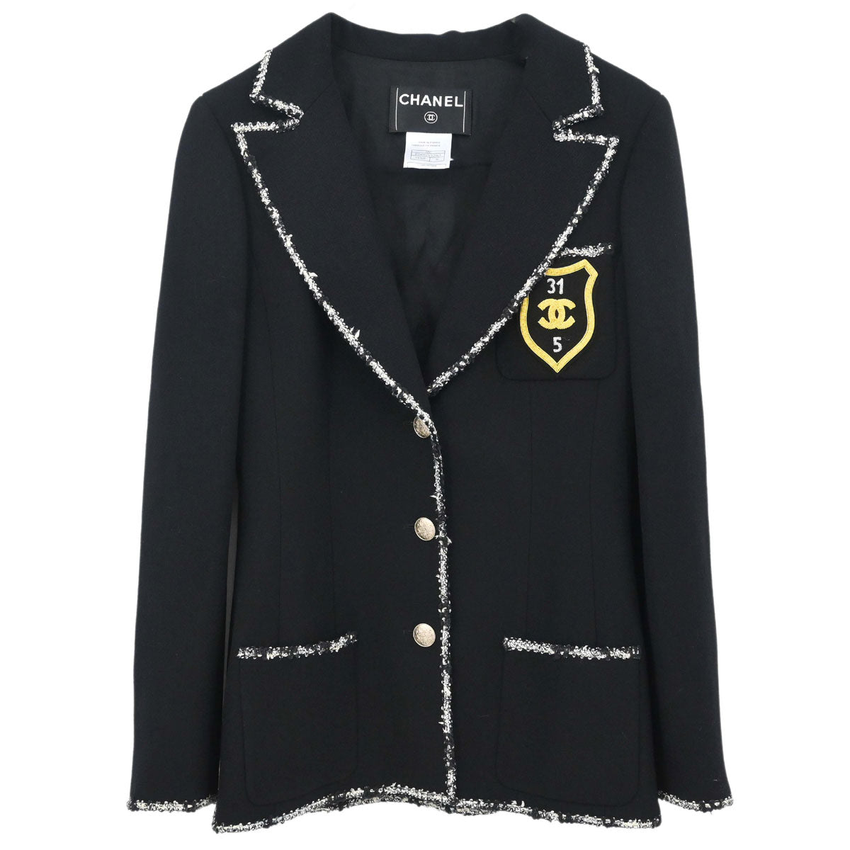 Chanel 2005 Single Breasted Emblem Jacket Black #36