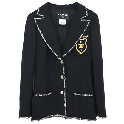 Chanel 2005 Single Breasted Emblem Jacket Black #36