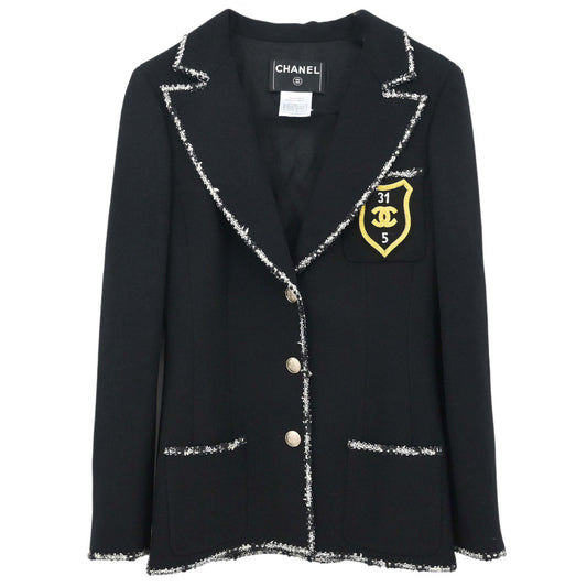 Chanel 2005 Single Breasted Emblem Jacket Black #36