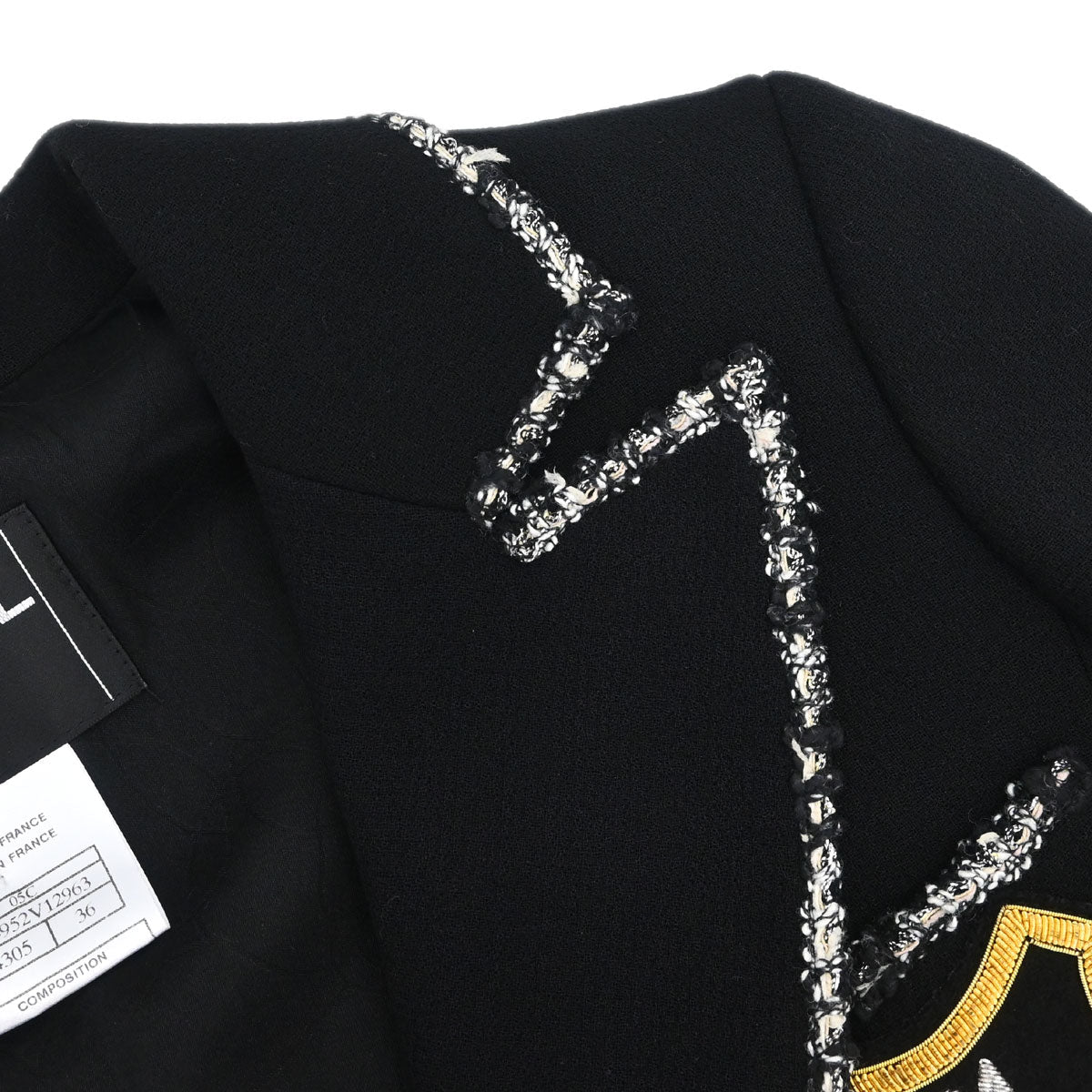 Chanel 2005 Single Breasted Emblem Jacket Black #36