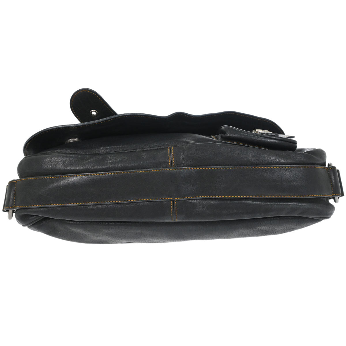Christian Dior Black Leather Gaucho Shoulder Bag
