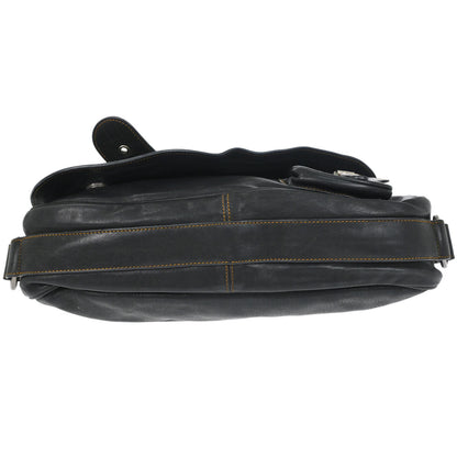 Christian Dior Black Leather Gaucho Shoulder Bag