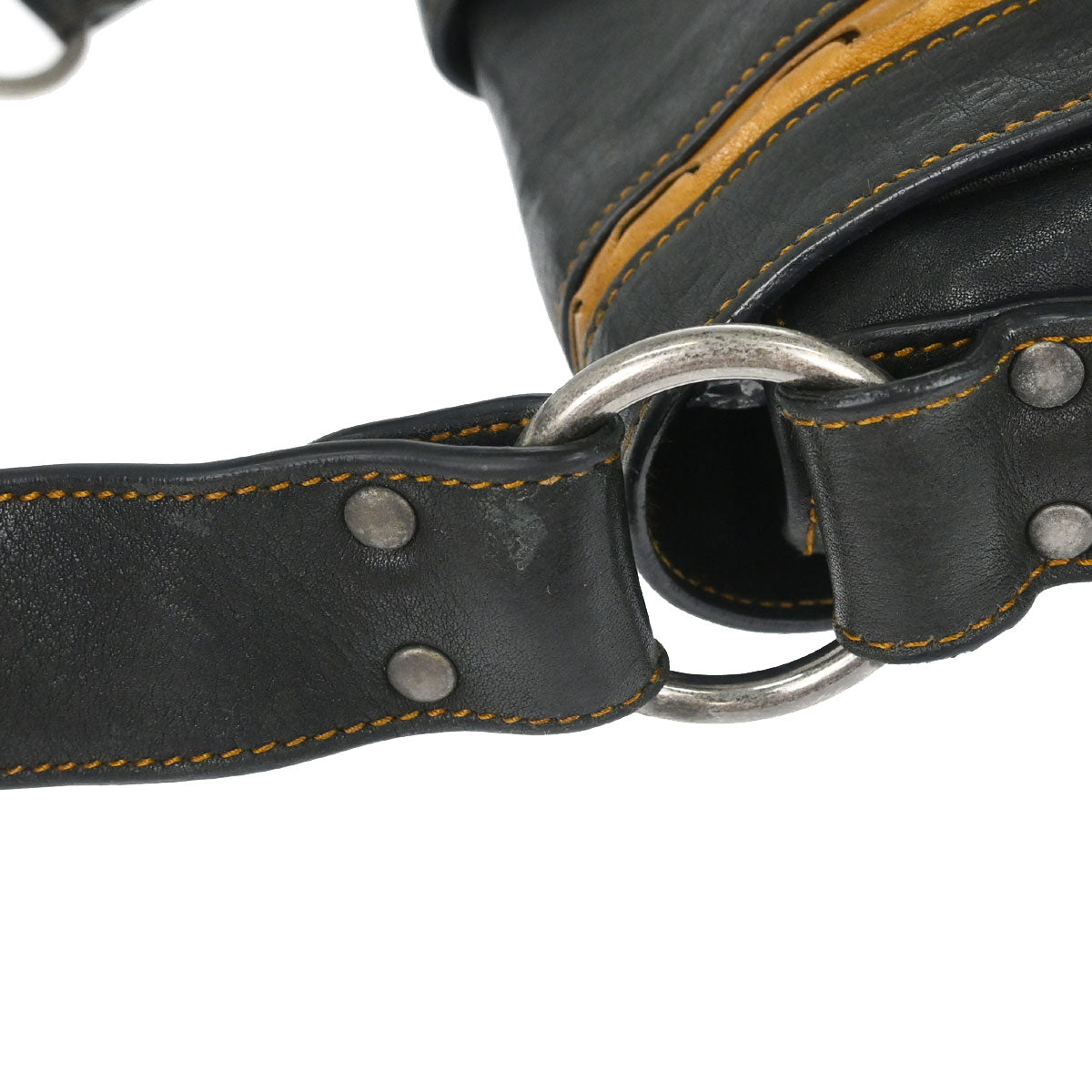 Christian Dior Black Leather Gaucho Shoulder Bag