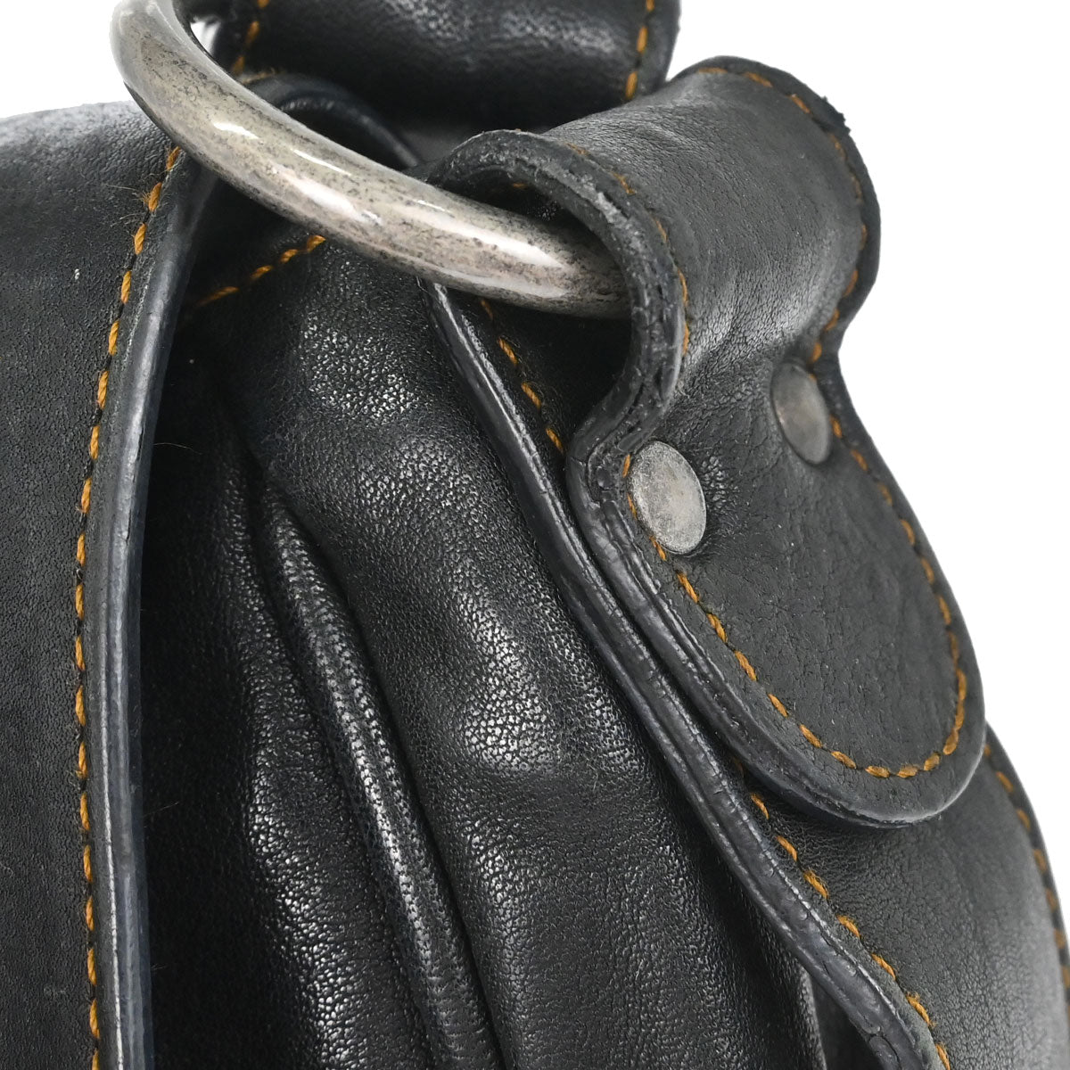 Christian Dior Black Leather Gaucho Shoulder Bag