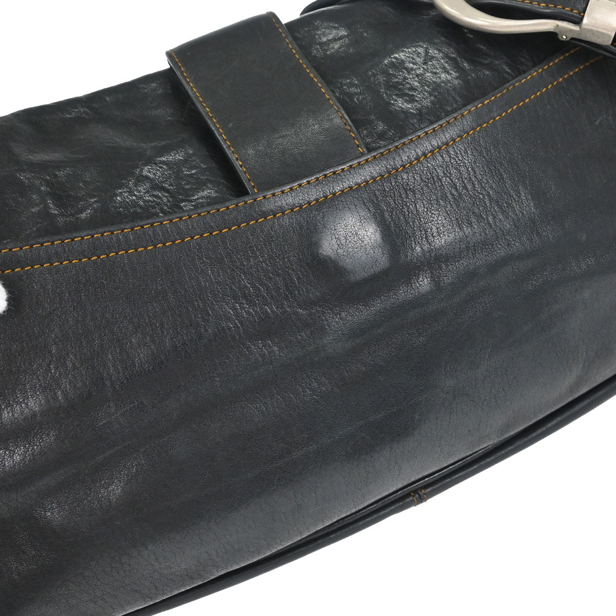 Christian Dior Black Leather Gaucho Shoulder Bag