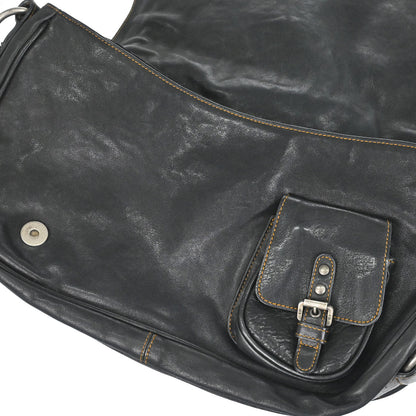 Christian Dior Black Leather Gaucho Shoulder Bag