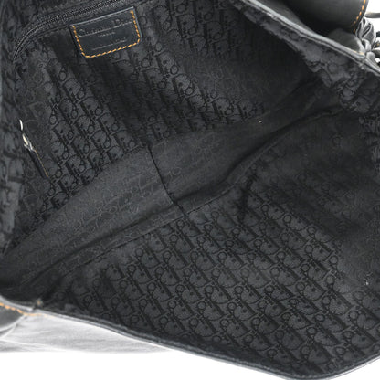 Christian Dior Black Leather Gaucho Shoulder Bag