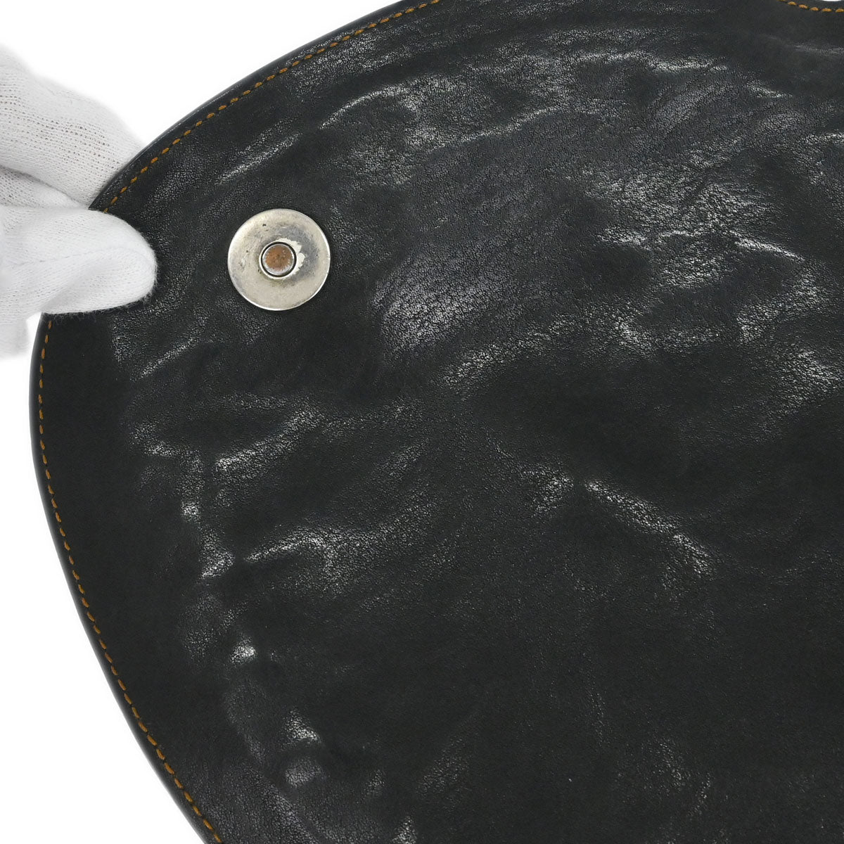 Christian Dior Black Leather Gaucho Shoulder Bag