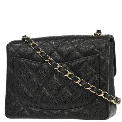 Chanel 2000-2002 Black Caviar Skin Mini Classic Square Flap Shoulder Bag 17