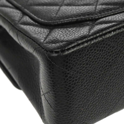 Chanel 2000-2002 Black Caviar Skin Mini Classic Square Flap Shoulder Bag 17
