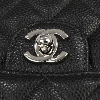 Chanel 2000-2002 Black Caviar Skin Mini Classic Square Flap Shoulder Bag 17