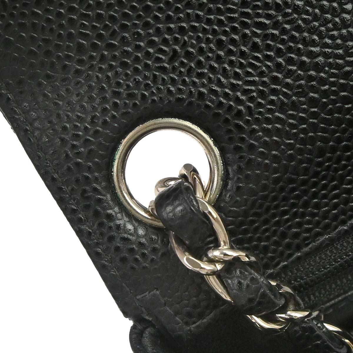 Chanel 2000-2002 Black Caviar Skin Mini Classic Square Flap Shoulder Bag 17