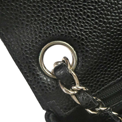 Chanel 2000-2002 Black Caviar Skin Mini Classic Square Flap Shoulder Bag 17