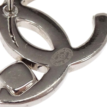 Chanel CC Pierced Earrings Silver Rhinestone 05P
