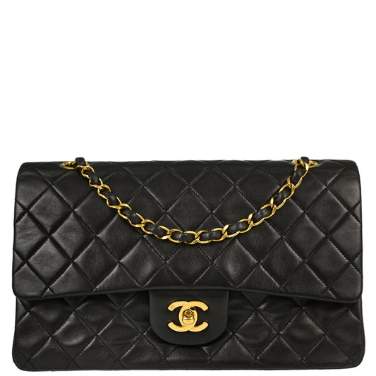 Chanel Black Lambskin Medium Classic Double Flap Shoulder Bag