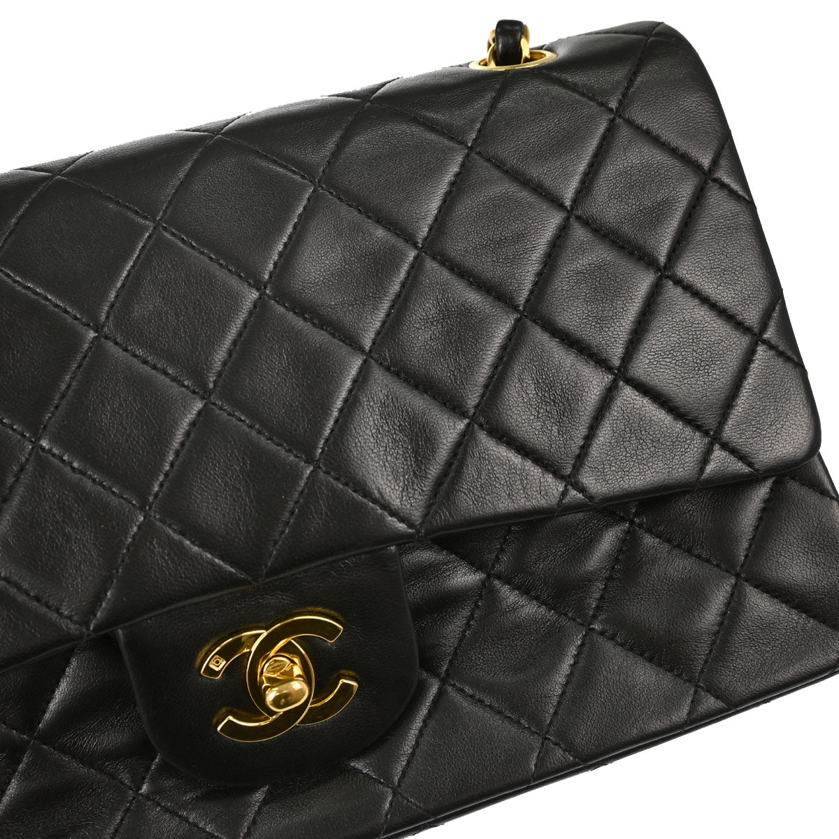 Chanel Black Lambskin Medium Classic Double Flap Shoulder Bag