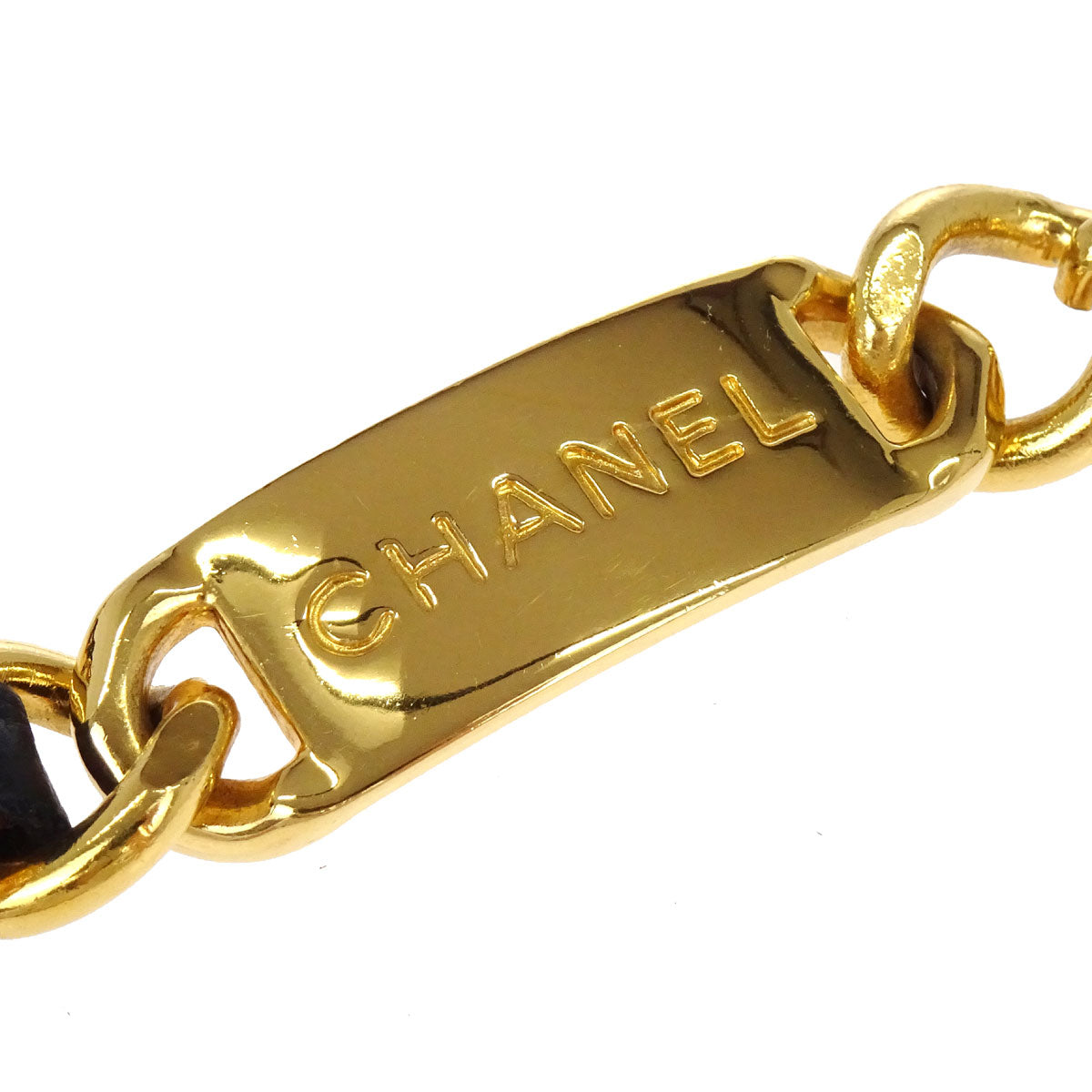Chanel Chain Belt Medallion Gold Black Small Good