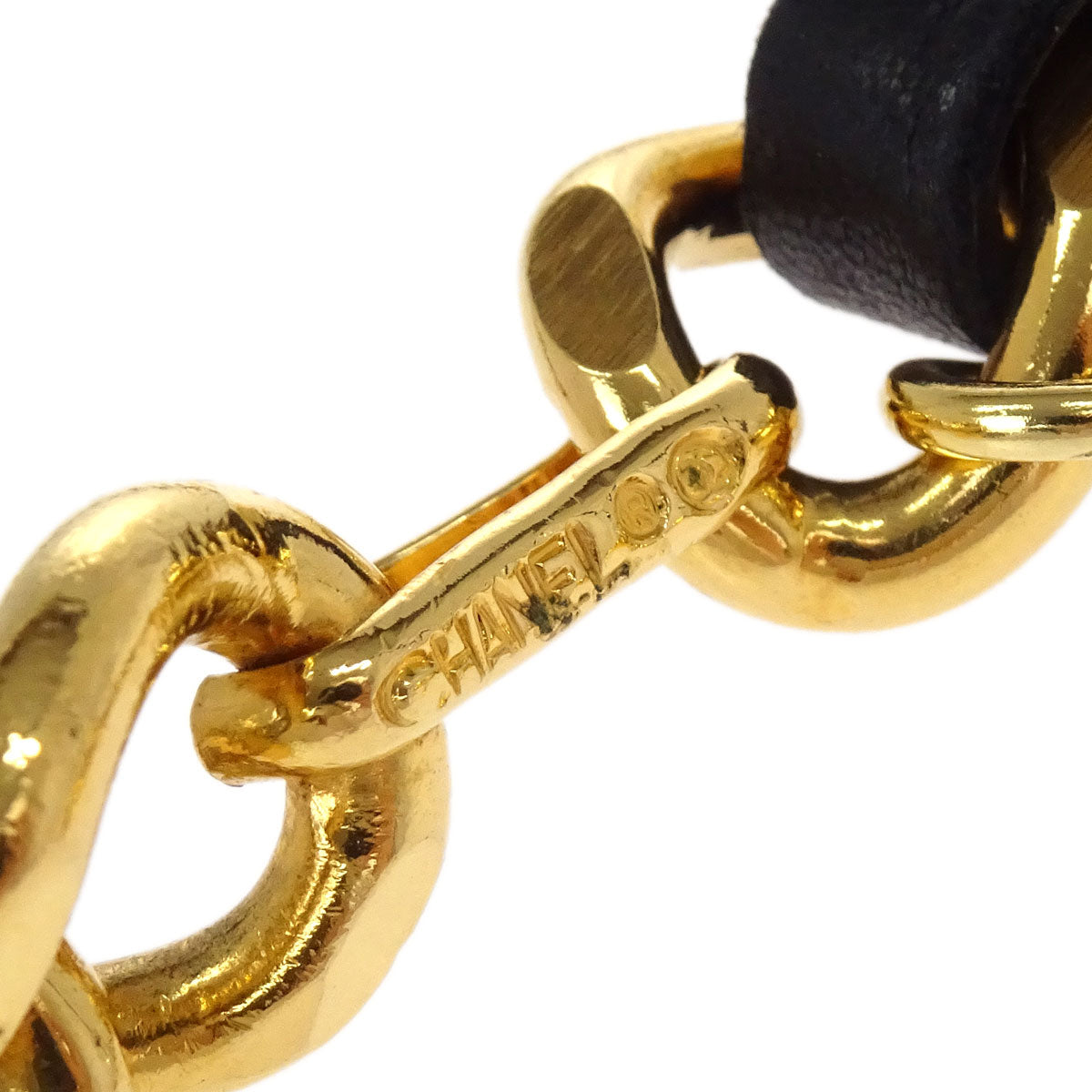 Chanel Chain Belt Medallion Gold Black Small Good