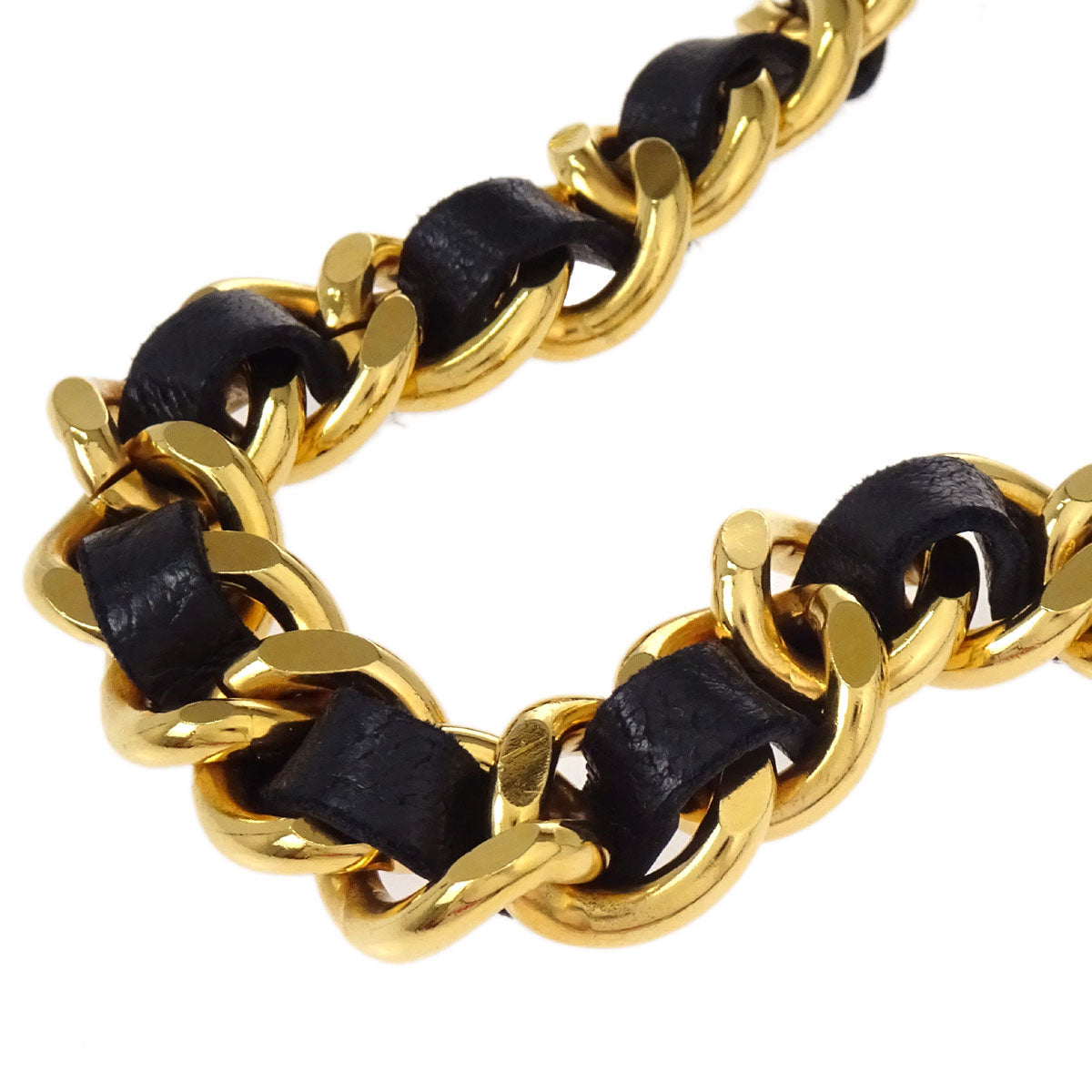 Chanel Chain Belt Medallion Gold Black Small Good
