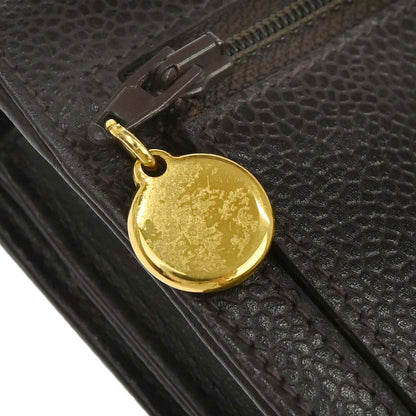 Chanel 1996-1997 Brown Caviar Skin Timeless WOC Wallet on Chain Shoulder Bag