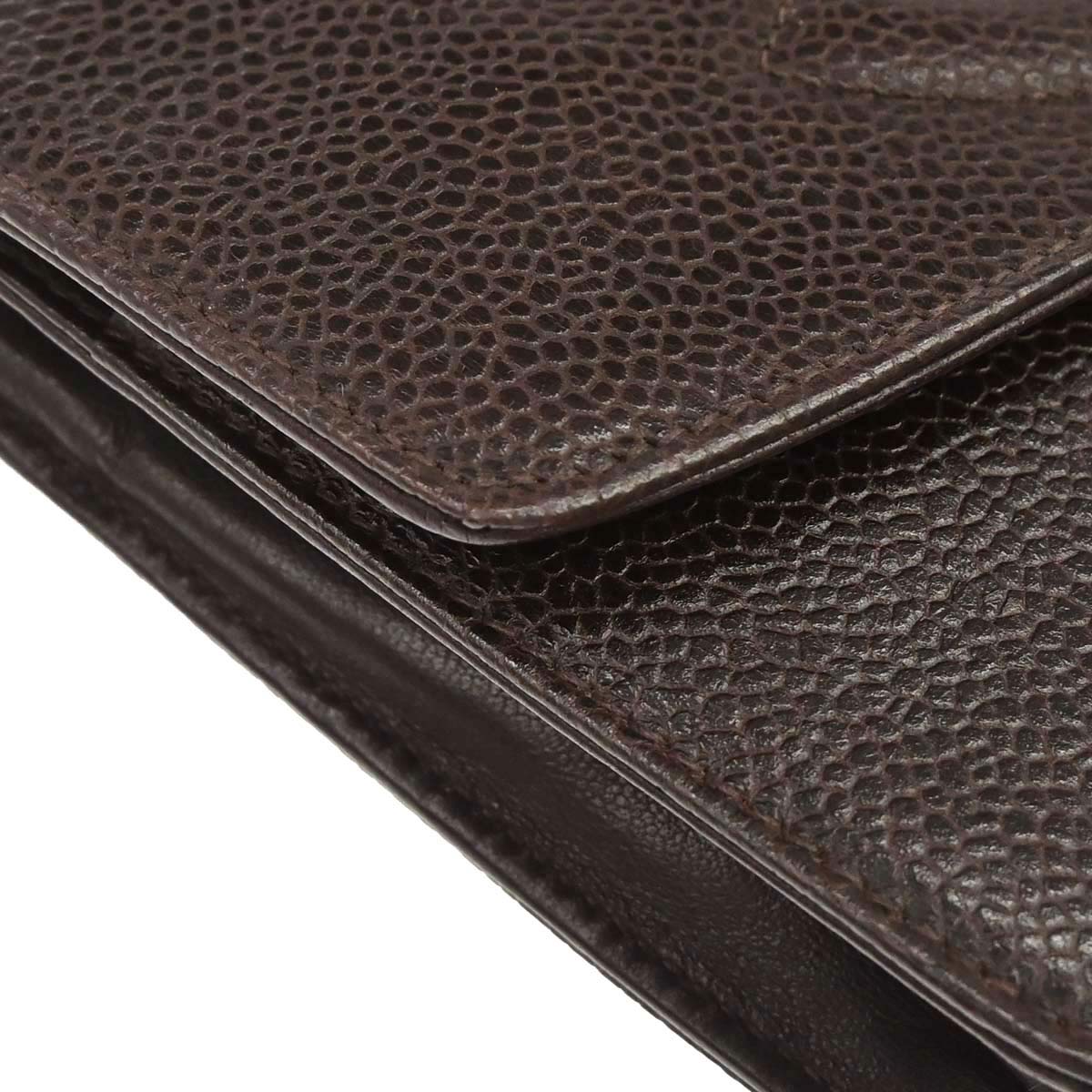 Chanel 1996-1997 Brown Caviar Skin Timeless WOC Wallet on Chain Shoulder Bag