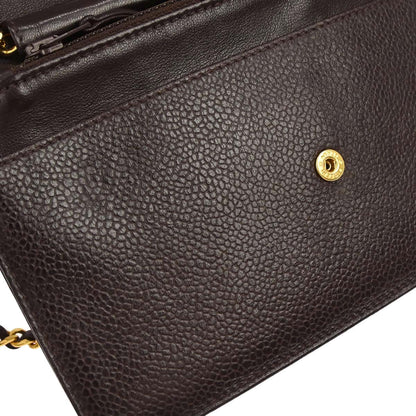 Chanel 1996-1997 Brown Caviar Skin Timeless WOC Wallet on Chain Shoulder Bag