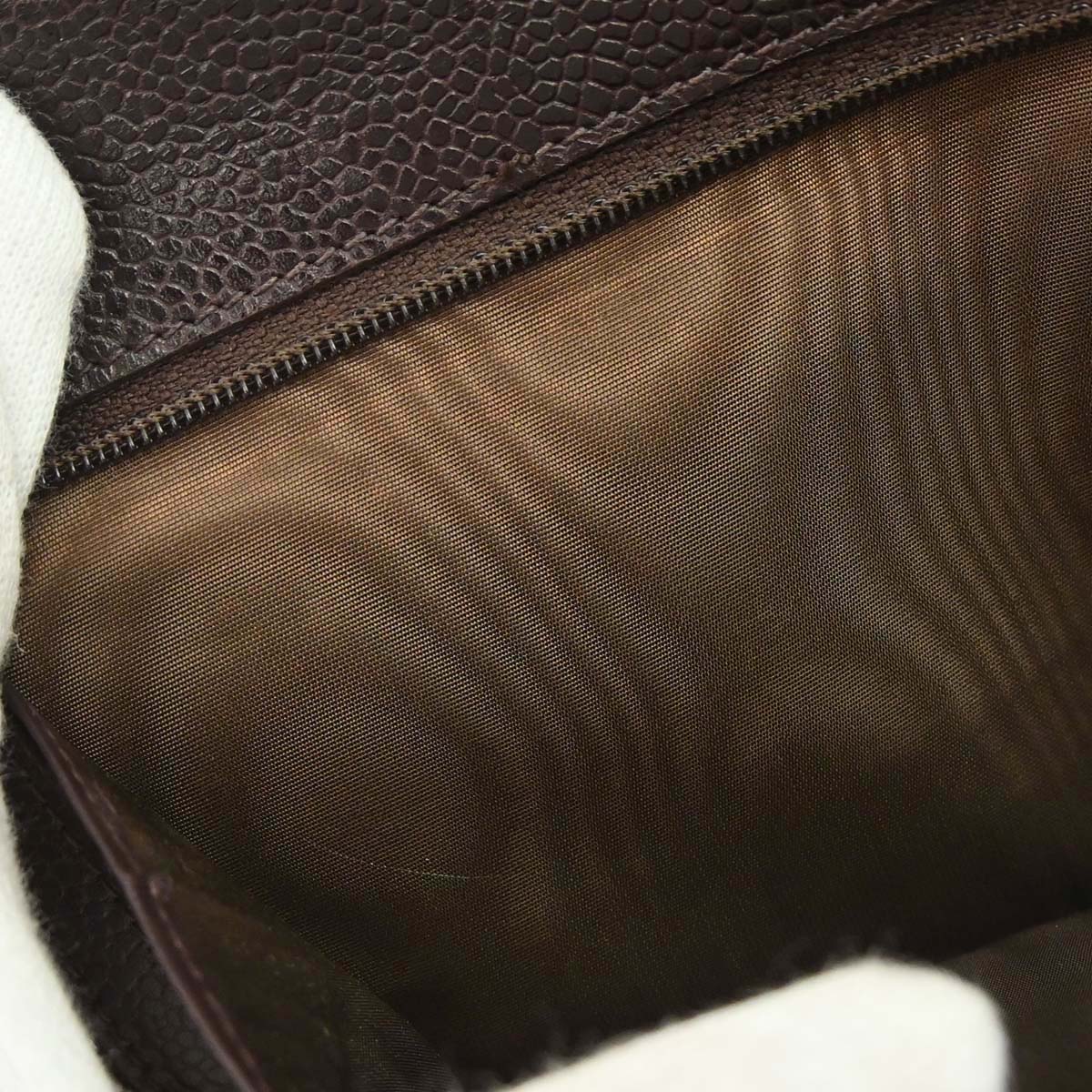 Chanel 1996-1997 Brown Caviar Skin Timeless WOC Wallet on Chain Shoulder Bag