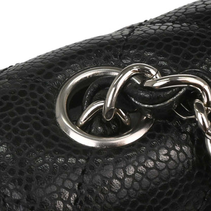 Chanel 2006-2008 Black Caviar Skin East West Shoulder Bag