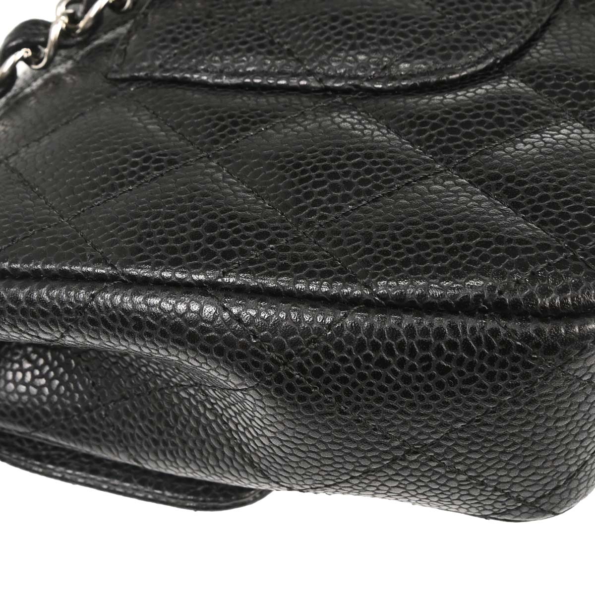 Chanel 2006-2008 Black Caviar Skin East West Shoulder Bag
