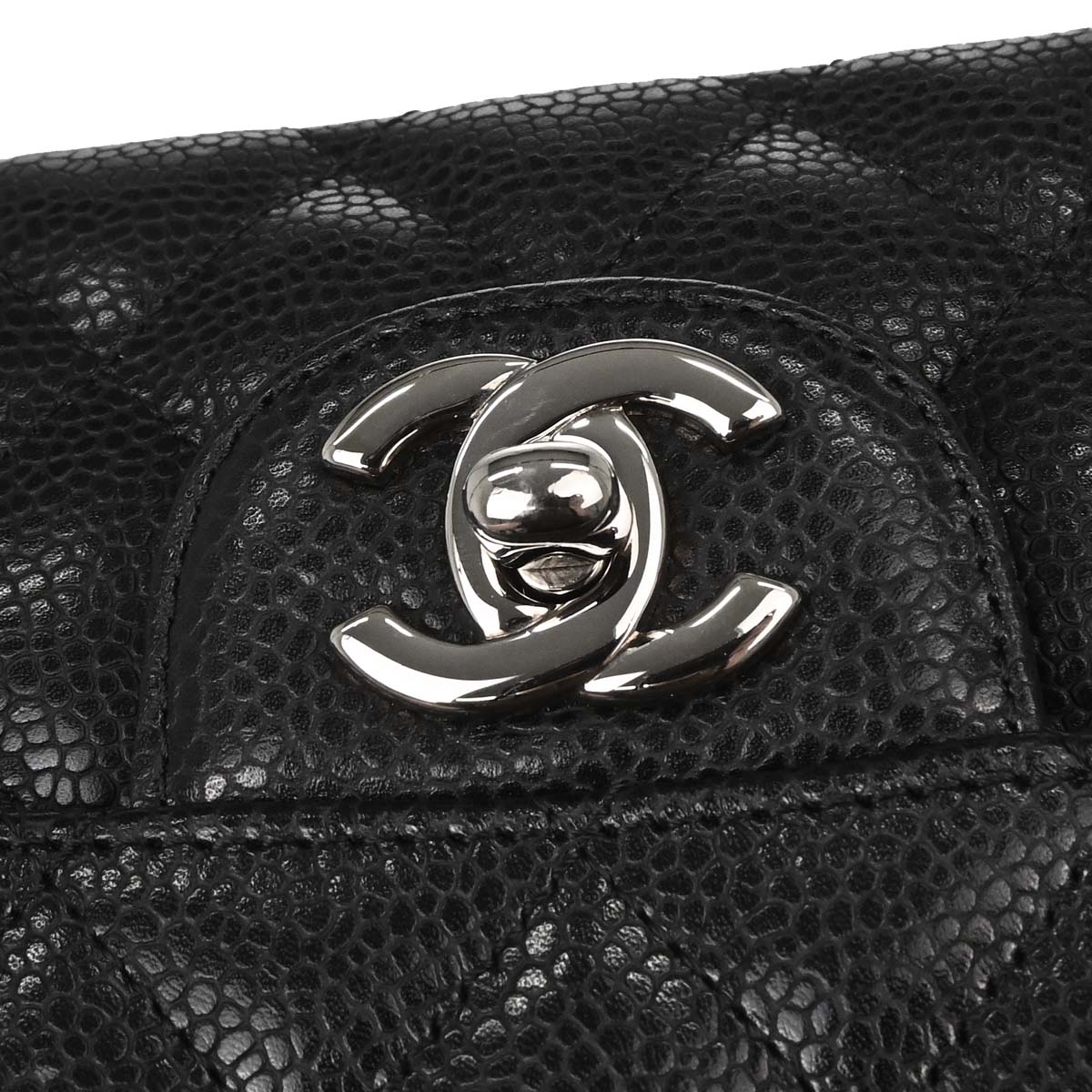 Chanel 2006-2008 Black Caviar Skin East West Shoulder Bag
