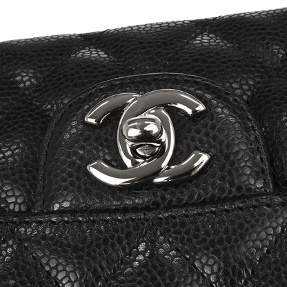 Chanel 2006-2008 Black Caviar Skin East West Shoulder Bag