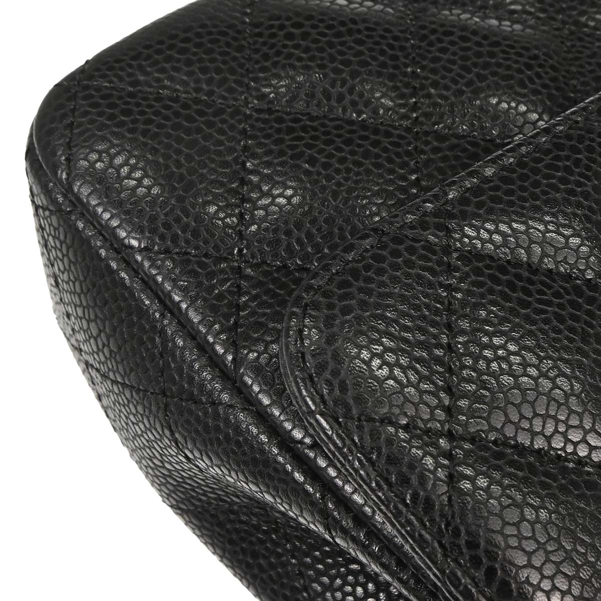 Chanel 2006-2008 Black Caviar Skin East West Shoulder Bag
